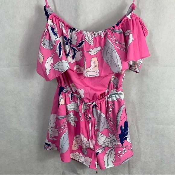 Yumi Kim Pink floral print off shoulder romper - Picture 2 of 9
